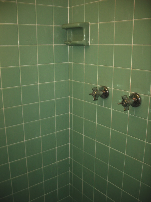 We turn a green bathrom tile into any contemporary color; specialized reglazing resurfaces old green tile, to any color.